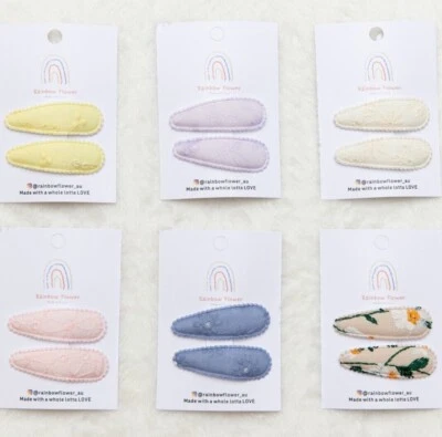 X2 Embroidery Fabric flower Baby Toddler Hair clip set, girl Hair Accessories - Image 1 of 4