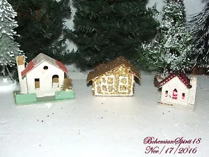 RARO Antiguo JAPÓN 1920 Papel NAVIDAD Putz pueblo CASAS DE TRES CUENTAS TECHO - Imagen 1 de 6