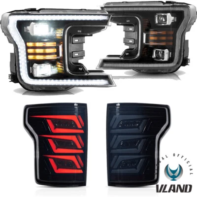 For 2018 2019 2020 Ford F-150 LED Projector Headlights+Smoked Tail Lights bundle - Image 1 of 4