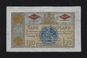 BANK OF SCOTLAND 20 POUNDS 1960 P-94 VF RARE ENGLAND Great Britain - Picture 1 of 2