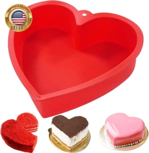 Silicone Heart Shaped Cake Pan, 10 Inch, Baking Tins Brownie Pans, Heart Cake Mo - Picture 1 of 6
