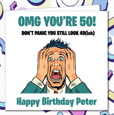 BRIGHT CARDS Personalised 50th Birthday Card - Funny Rude Joke Men Son Dad Husband Uncle /UV
