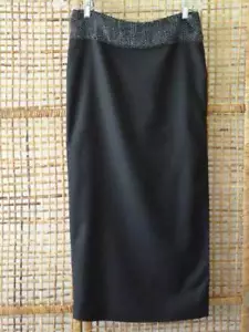 Maxi gonna a matita designer Ron Herman nera lana con perline giogo cocktail spacco ~ 4 ~ $285 - Foto 1 di 8