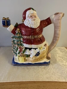 Fitz & Floyd OCI North Pole Express Santa Teapot Coffee Server 1993 - Picture 1 of 12
