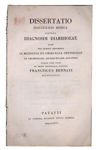 1826, DISSERTATIO INAUGURALIS MEDICA, DIAGNOSIM DIARRHOEAE, MEDICAL, BENNATI