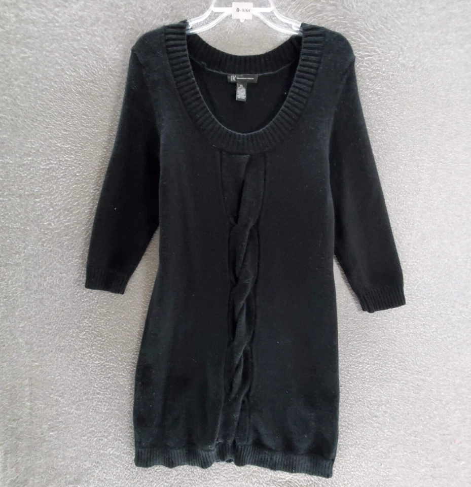 INC Women Dress XL Black Knit Sweater Silk Angora Blend Scoop Neck LBD - Image 1 of 4