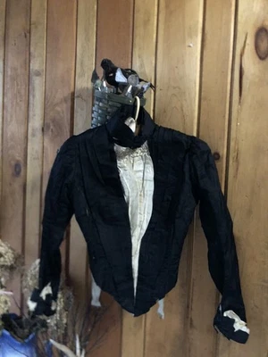 Antiguo corpiño vintage de 1800’s 1870’s victoriano negro blanco deshuesado B 32” Foto 1 de 4