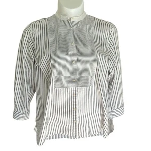 Lauren Ralph Lauren Stripe Mandarin Collar Button Down 100% Cotton 2X - Picture 1 of 7