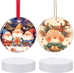 Sublimazione Ornamento Vuoti 5 Pollici 30 pz Natale Alluminio Decorazione Rotonda - Foto 1 di 7