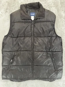 Wrangler Vest Mens XXL Black Puffer Full Zip Pockets Fleece Collar Gorpcore - Picture 1 of 23