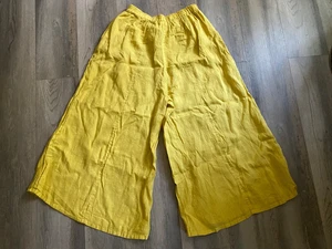 Match Point Mustard Linen Wide-Leg Crop Made in USA Womens XL Palazzo Pants - Picture 1 of 9