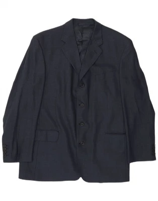JAEGER Mens 4 Button Blazer Jacket IT 54 2XL Navy Blue Wool BO10 - Image 1 of 3