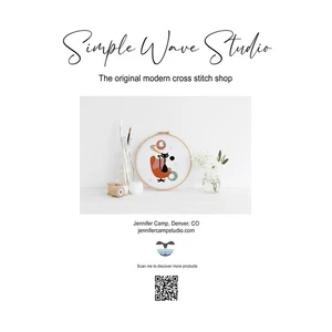 Atomic Black Cat Mid Century Art Counted Cross Stitch Pattern Leaflet Chart - Picture 1 of 5