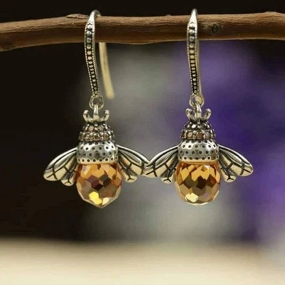 Moda Circón Aretes Abeja Cristal Diamante Vintage Aretes Abeja Aretes
