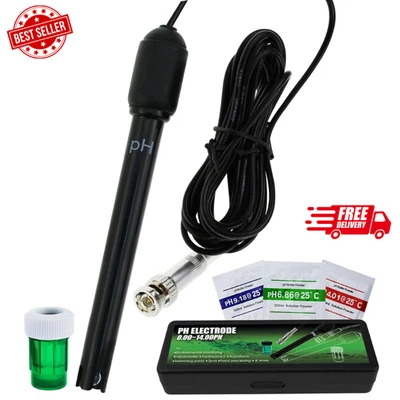 DANOPLUS Long Body pH Electrode with BNC Socket Probe 300cm Cable 0-14pH for pH Meter,...