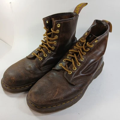 Botas de combate Dr. Martens de cuero marrón con cordones talla para hombre 8 para mujer 10 unisex Foto 1 de 4
