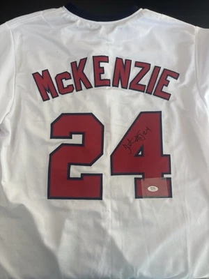 Triston McKenzie White Cleveland Guardians Autographed Jersey PSA Certified - Image 1 of 4