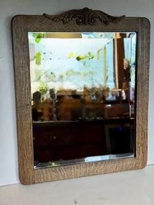 Antique Victorian OAK FRAMED Beveled Glass Wall Mirror - Picture 1 of 9