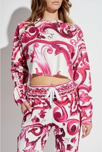 DOLCE & GABBANA SHORT T-SHIRT WITH MAJOLICA PATTERN - Picture 1 of 15