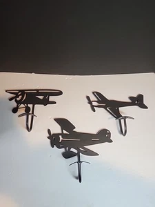  Juego de 3 ganchos de pared de hierro fundido para aviones habitación de niños pequeños - Imagen 1 de 5