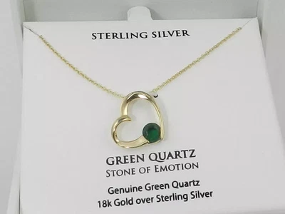 Collar Colgante Corazón Cuarzo Verde Macy's (3/4 ct. t.w.) Oro 14k sobre plata Foto 1 de 3