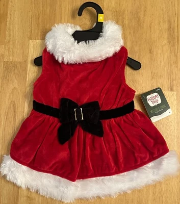 Disfraz de Mascota de Navidad Estilo Mrs. Claus - Terciopelo Rojo Negro Lazo Blanco Piel Sintética, M Foto 1 de 4