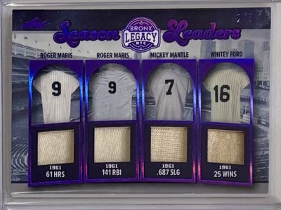 2025 Leaf Bronx Legacy SP GU Quad Patch Relic /8 MARIS MANTLE FORD - Imagem 1 de 2