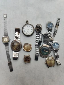 Lote de 10 relojes mecánicos vintage -Seiko 5, Citizen, Ricoh, Suiza - piezas/reparación - Imagen 1 de 19
