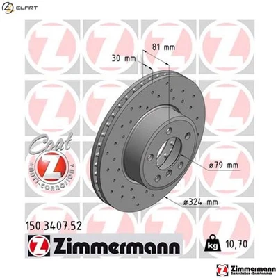 2x BRAKE DISC 150.3407.52 FOR BMW M57D30 M54B30 N52B30A/BF 3.0L 6cyl N62B36 3.6L - Image 1 of 4