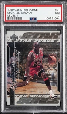 1999 UD STAR SURGE LVL 1 #S1 MICHAEL JORDAN 97/100 PSA 7 - Image 1 of 2