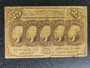 Fractional Postage Currency Twenty-Five Cents 25c Circulated #92360 - Picture 1 of 2