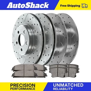 Front Rear Drilled Slotted Brake Rotors Ceramic Pads for Dodge Challenger - Picture 1 of 7