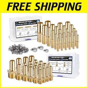 48-teiliges Messing Schlauch Widerhaken Armaturen Set mit Schellen - Bild 1 von 8