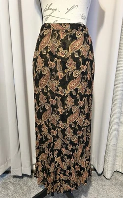 Vintage Women's Sarah Arizona reversible Floral Maxi Skirt S Black Fairy Goth - Image 1 of 4