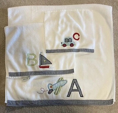 Pottery Barn Boys Kids ABC Bath Towel SET ~ 3 PC SET ~ BATH New No Tags - Image 1 of 3
