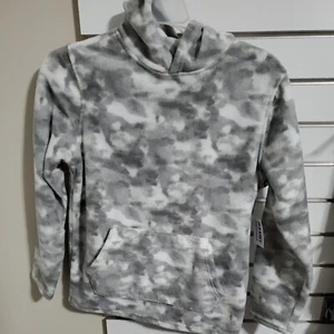 Kids Fleece Hoodie Large 10 12 White Gray - Picture 1 of 5