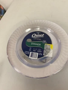 Chinet Crystal Premium Disposable Plastic Kitchen Plates, Clear, 10", 20 Count - Picture 1 of 7