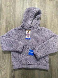 Mondetta Kids Sweater Purple 1/2 Zip Hood Pullover Kangaroo Pocket Size L 14/16 - Picture 1 of 3