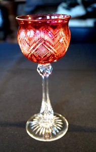 Stunning Bohemian Vintage Ruby Crystal Wine Hock - Picture 1 of 4