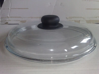 Pyrex Glasdeckel Topfdeckel Pfannendeckel rund 24cm. schwarzer Kunststoffgriff  - Bild 1 von 3