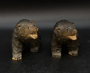 Schwarzbär Holzschnitzerei klein Vintage Ainu Higuma Roaming Forest LESEN - Bild 1 von 9