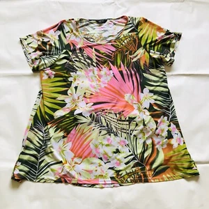 Marina Kaneva Womens Floral Top Pink Size 18 Polyester Ladies Short Sleeve - Picture 1 of 9