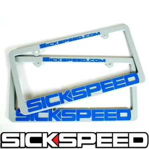SICKSPEED LOGO GREY BLUE LICENSE PLATE COVER HOLDER FRAME TAG FRONT REAR P2 - Picture 1 of 1