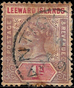 1890 LEEWARD ISLANDS SC#2 QUEEN VICTORIA 1d USED CD ANTIGUA