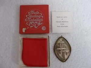 1974 pendentif médaillon remorque argent sterling Noël 4 croix oiseaux ornement - Photo 1/5