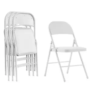 Set of 4 Folding Chair Steel Frame Padded Seat for Events Office Wedding Party - Picture 1 of 9