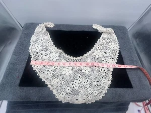 antique crochet intricate lace collar dress victorian vintage white floral - Picture 1 of 13