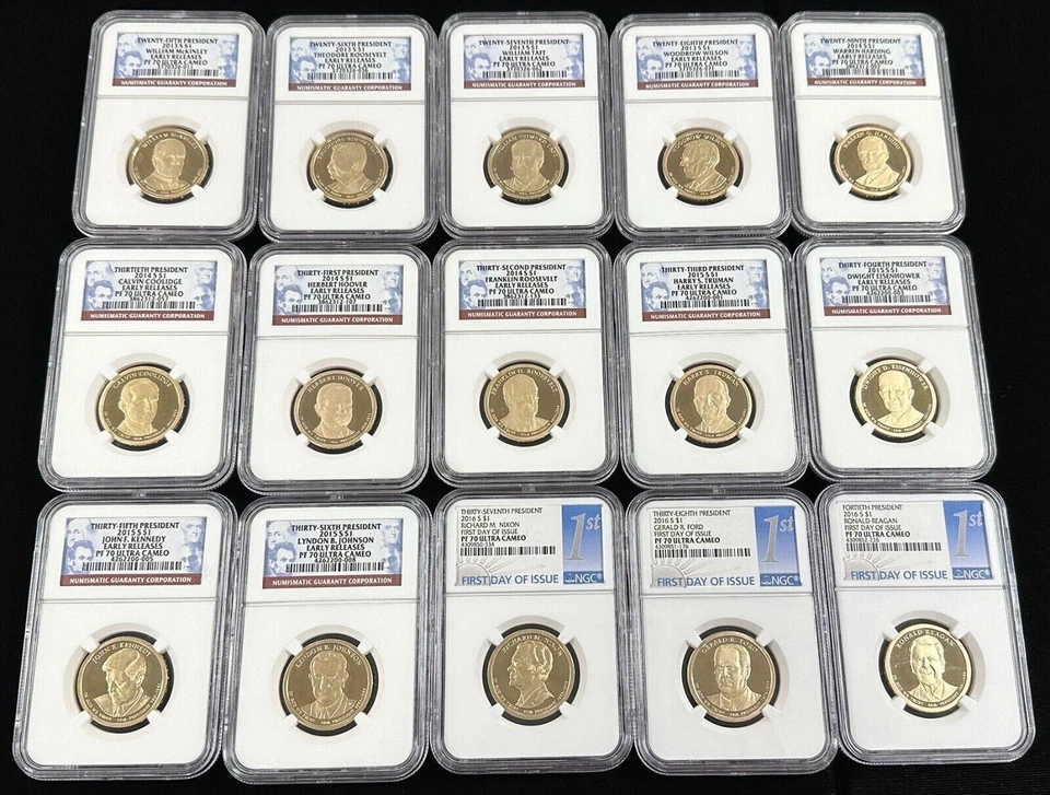 2013-2016 Presidential Dollar Set NGC PF70 Early Releases & 3 First Day RARE - Image 1 of 2