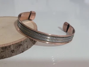 Brazalete brazalete de cobre puro de cobre macizo para aliviar el dolor de la artritis de latón plateado - Imagen 1 de 5