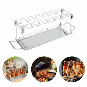 Edelstahl Hähnchenschenkel Halter 14 Keulen Drumsticks Rack Grill BBQ Zubehör - Bild 1 von 14